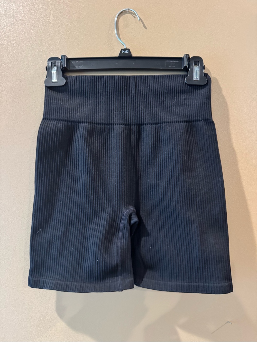 High-Waist Ribbed Women’s Bike Shorts - Black